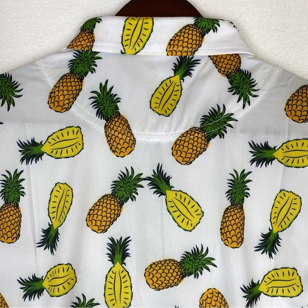 NEW Grunk Dolfer Birdies For Babies Kids Large White Pineapple Golf Polo Shirt - Picture 8 of 11
